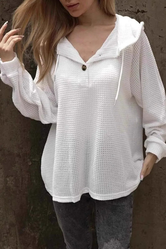 V - neck casual loose long sleeved hoodie - Ramm Clothing Ink
